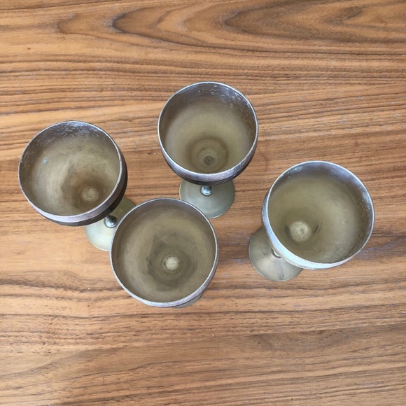 Vintage Brass goblets made in India set of 4 - Picture 3 of 4